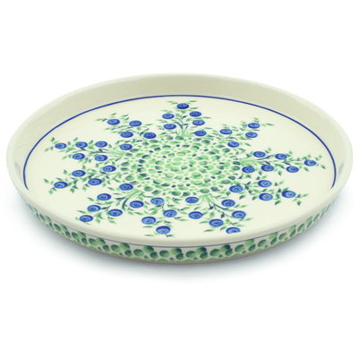 Polish Pottery Cookie Platter 9&quot; Blue Dream