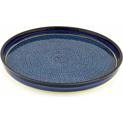 Polish Pottery Cookie Platter 9&quot; Blue Galaxy