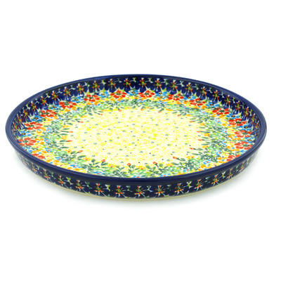 Polish Pottery Cookie Platter 9&quot; Bright Eyes UNIKAT