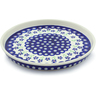 Polish Pottery Cookie Platter 9&quot; Bright Peacock Daisy