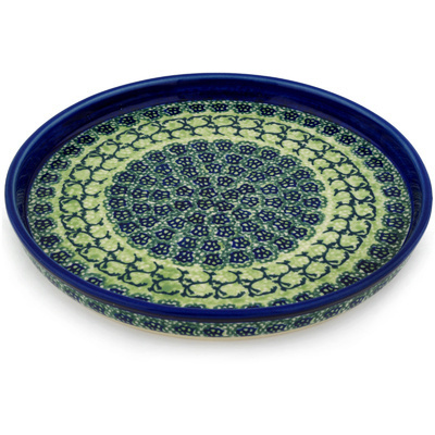 Polish Pottery Cookie Platter 9&quot; Emerald Forest