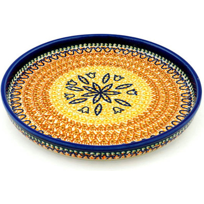Polish Pottery Cookie Platter 9&quot; Golden Tulip UNIKAT