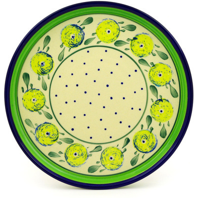 Polish Pottery Cookie Platter 9&quot; Limon Swirl