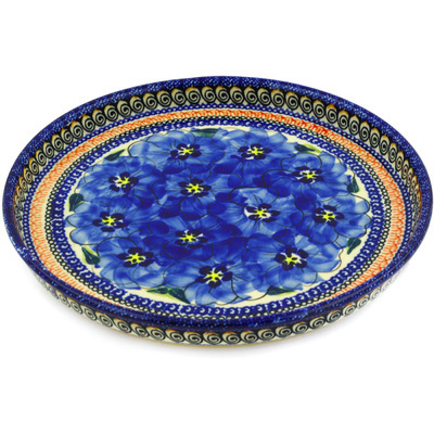 Polish Pottery Cookie Platter 9&quot; Regal Bouquet UNIKAT