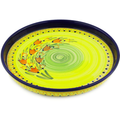 Polish Pottery Cookie Platter 9&quot; Sunny Side Up