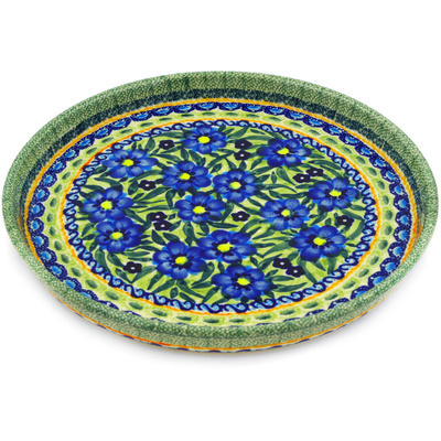 Polish Pottery Cookie Platter 9&quot; Texas Poppy UNIKAT