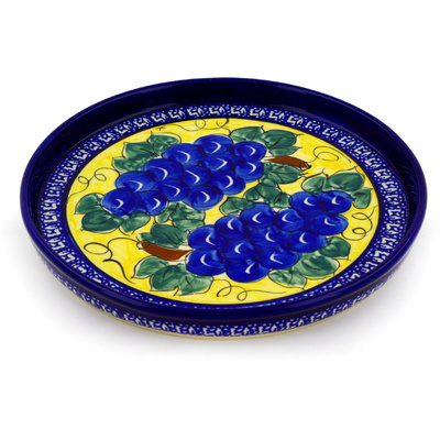 Polish Pottery Cookie Platter 9&quot; Tuscan Grapes