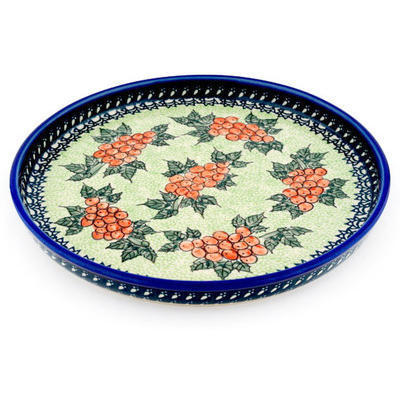 Polish Pottery Cookie Platter 9&quot; Vineyard Grapes UNIKAT