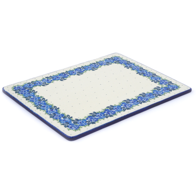 Polish Pottery Cookie Sheet 13&quot; Blue Rose