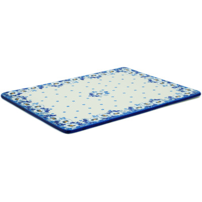 Polish Pottery Cookie Sheet 13&quot; Blue Spring