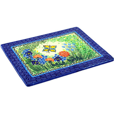 Polish Pottery Cookie Sheet 13&quot; Butterfly Garden UNIKAT