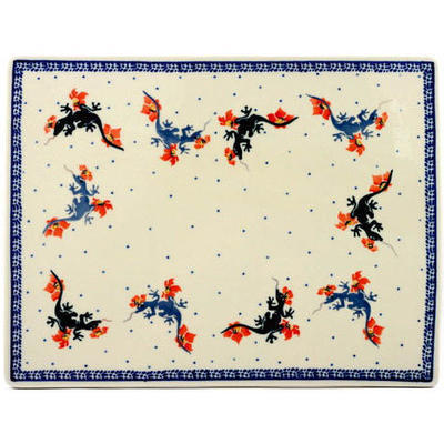 Polish Pottery Cookie Sheet 13&quot; Children&#039;s Dragon Play