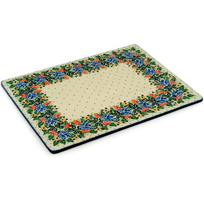 Polish Pottery Cookie Sheet 13&quot; Dotted Floral Wreath UNIKAT
