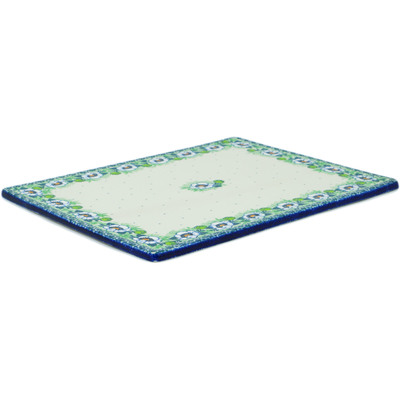 Polish Pottery Cookie Sheet 13&quot; Green Flora