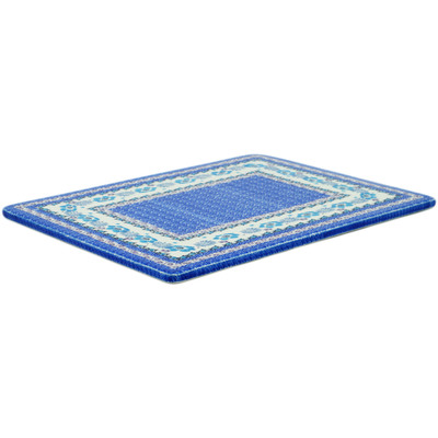 Polish Pottery Cookie Sheet 15&quot; Blooming Blues