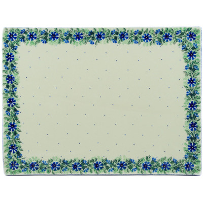 Polish Pottery Cookie Sheet 15&quot; Blue Bell Wreath