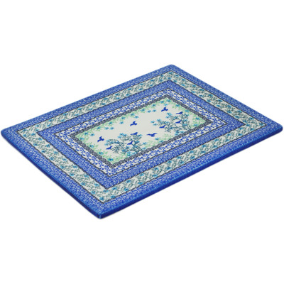 Polish Pottery Cookie Sheet 15&quot; Blue Bird Flying UNIKAT