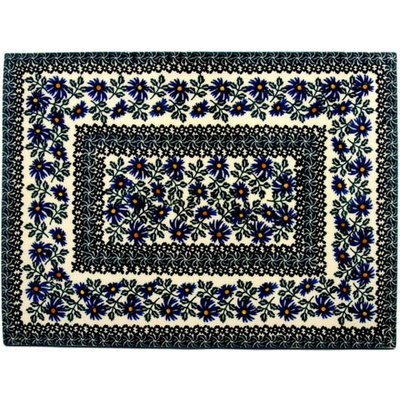 Polish Pottery Cookie Sheet 15&quot; Blue Chicory