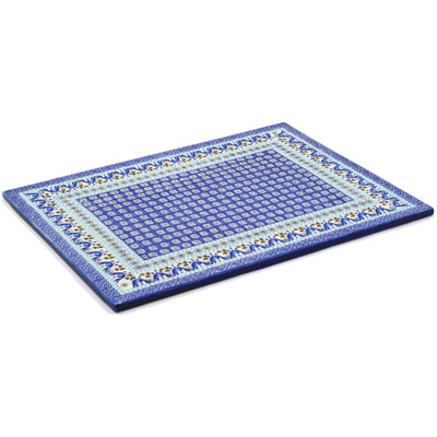 Polish Pottery Cookie Sheet 15&quot; Blue Ice