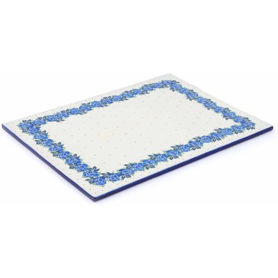Polish Pottery Cookie Sheet 15&quot; Blue Rose