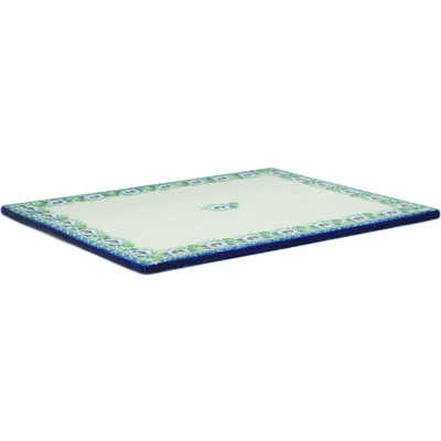 Polish Pottery Cookie Sheet 15&quot; Green Flora