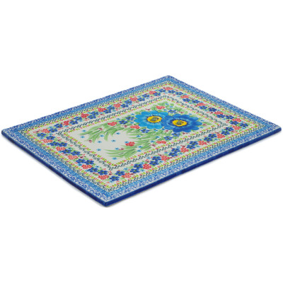 Polish Pottery Cookie Sheet 15&quot; Springtime Flowers Bouquet UNIKAT