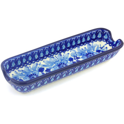 Polish Pottery Corn Tray 8&quot; Bleu Boquet UNIKAT