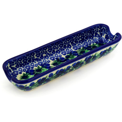 Polish Pottery Corn Tray 8&quot; Blueberry Fields Forever