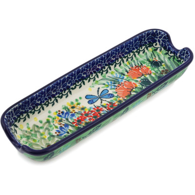 Polish Pottery Corn Tray 8&quot; Dragonfly Bounty UNIKAT