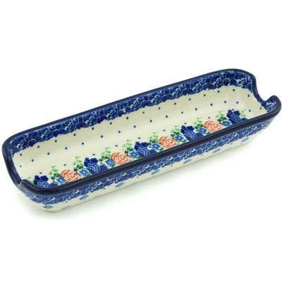 Polish Pottery Corn Tray 8&quot; Flower Passion