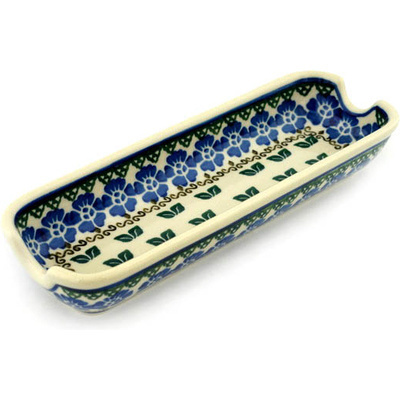 Polish Pottery Corn Tray 8&quot; Leaves And Flowers