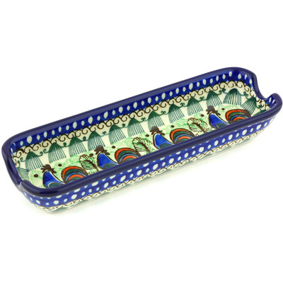 Polish Pottery Corn Tray 8&quot; Rooster Row UNIKAT