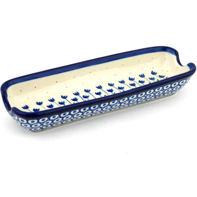 Polish Pottery Corn Tray 8&quot; Water Tulip