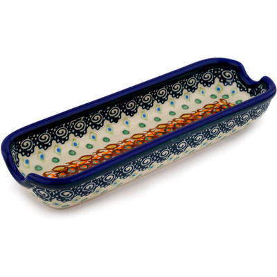 Polish Pottery Corn Tray 9&quot; Artichoke Heart UNIKAT