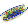 Polish Pottery Corn Tray 9&quot; Blue Bouquet UNIKAT