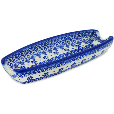 Polish Pottery Corn Tray 9&quot; Cobalt Wonder UNIKAT