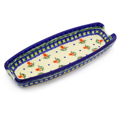 Polish Pottery Corn Tray 9&quot; Cocentric Tulips