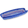 Polish Pottery Corn Tray 9&quot; Floral Peacock