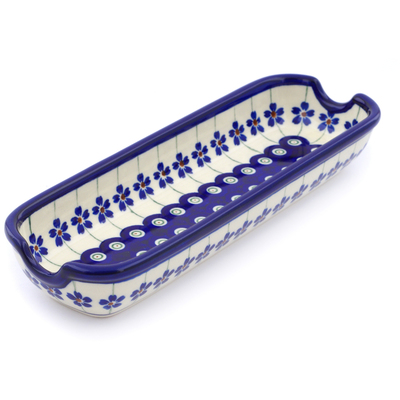 Polish Pottery Corn Tray 9&quot; Flowering Peacock