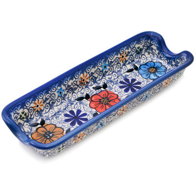 Polish Pottery Corn Tray 9&quot; Flowers In The River