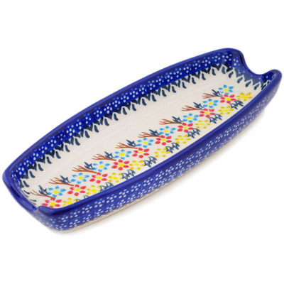 Polish Pottery Corn Tray 9" Spring Flower Ring