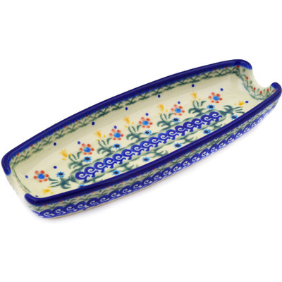Polish Pottery Corn Tray 9&quot; Spring Flowers