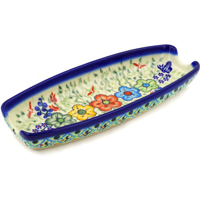 Polish Pottery Corn Tray 9&quot; Spring Garden UNIKAT