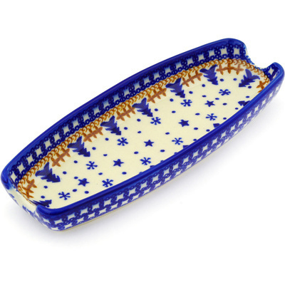 Polish Pottery Corn Tray 9&quot; Winter Snow