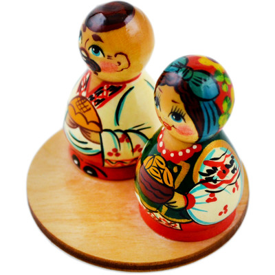 Wood Couple Figurine 2&quot; Folk