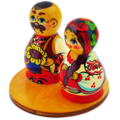 Wood Couple Figurine 2&quot; Folk