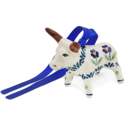 Polish Pottery Cow Figurine 4&quot; Mariposa Lily