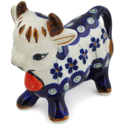 Polish Pottery Cow Figurine 5&quot; Flowering Peacock