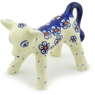 Polish Pottery Cow Figurine 5&quot;