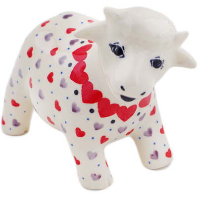 Polish Pottery Cow Figurine 5&quot; Love All Around